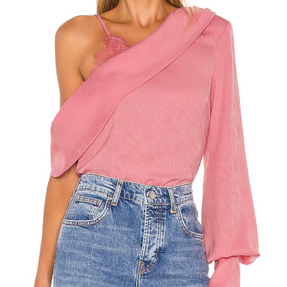 NBD Pink One-Shoulder Top
